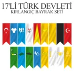 17'li Türk Devletleri Kırlangıç Bayrak Seti 50x150 Cm